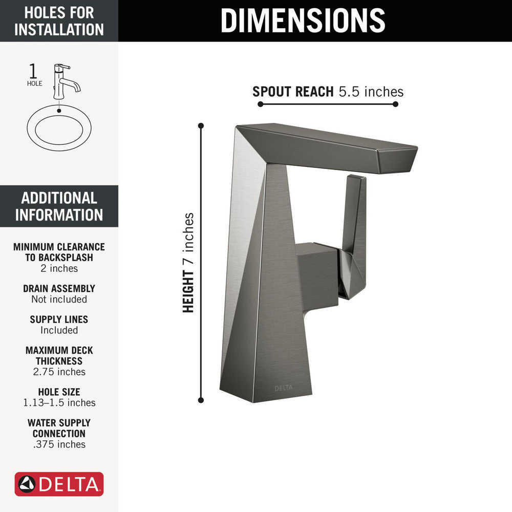 Delta Trillian Single Handle Mid-Height Bathroom Faucet - 643-KS