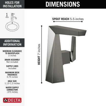 Delta Trillian Single Handle Mid-Height Bathroom Faucet - 643-KS