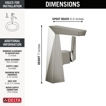 Delta Trillian Single Handle Mid-Height Bathroom Faucet - 643-KS