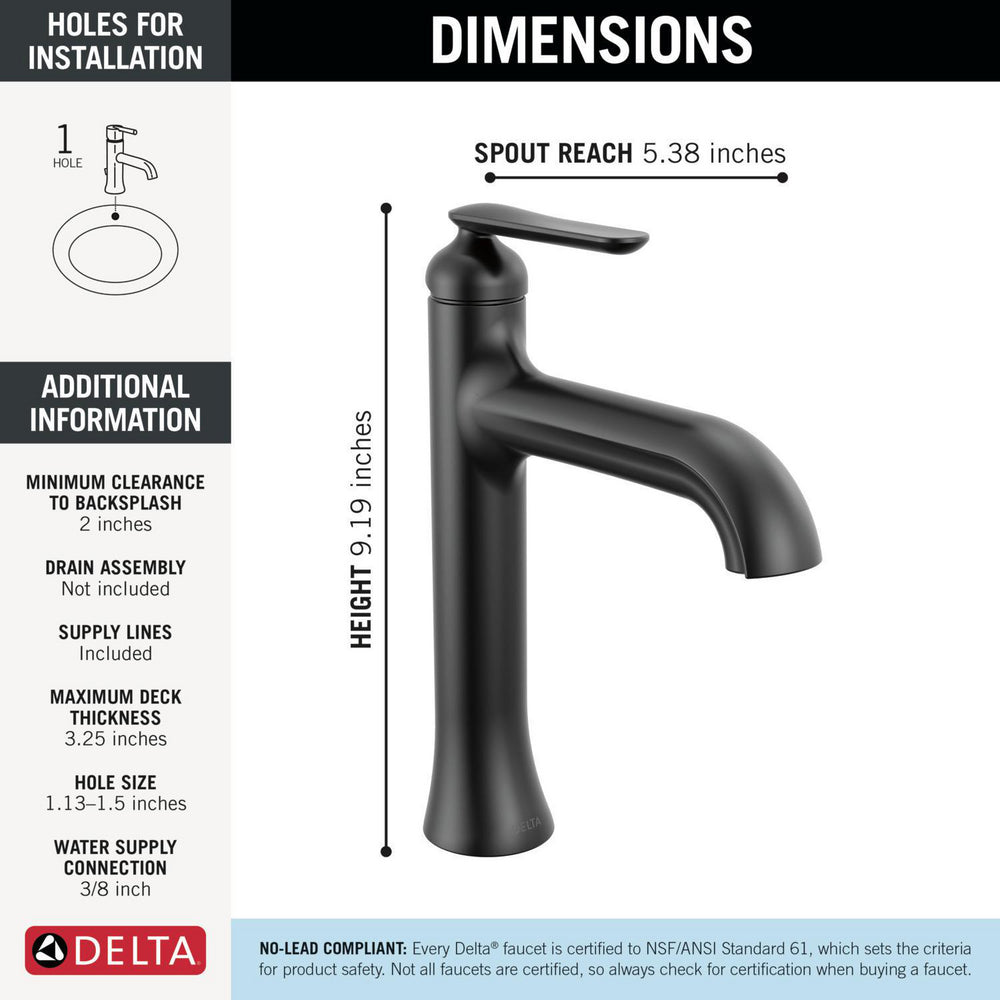 Delta 645 Bonacci Matte Black - specifications