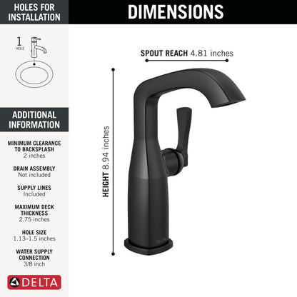 Delta Stryke Single Handle Mid-Height Bathroom Faucet - 676