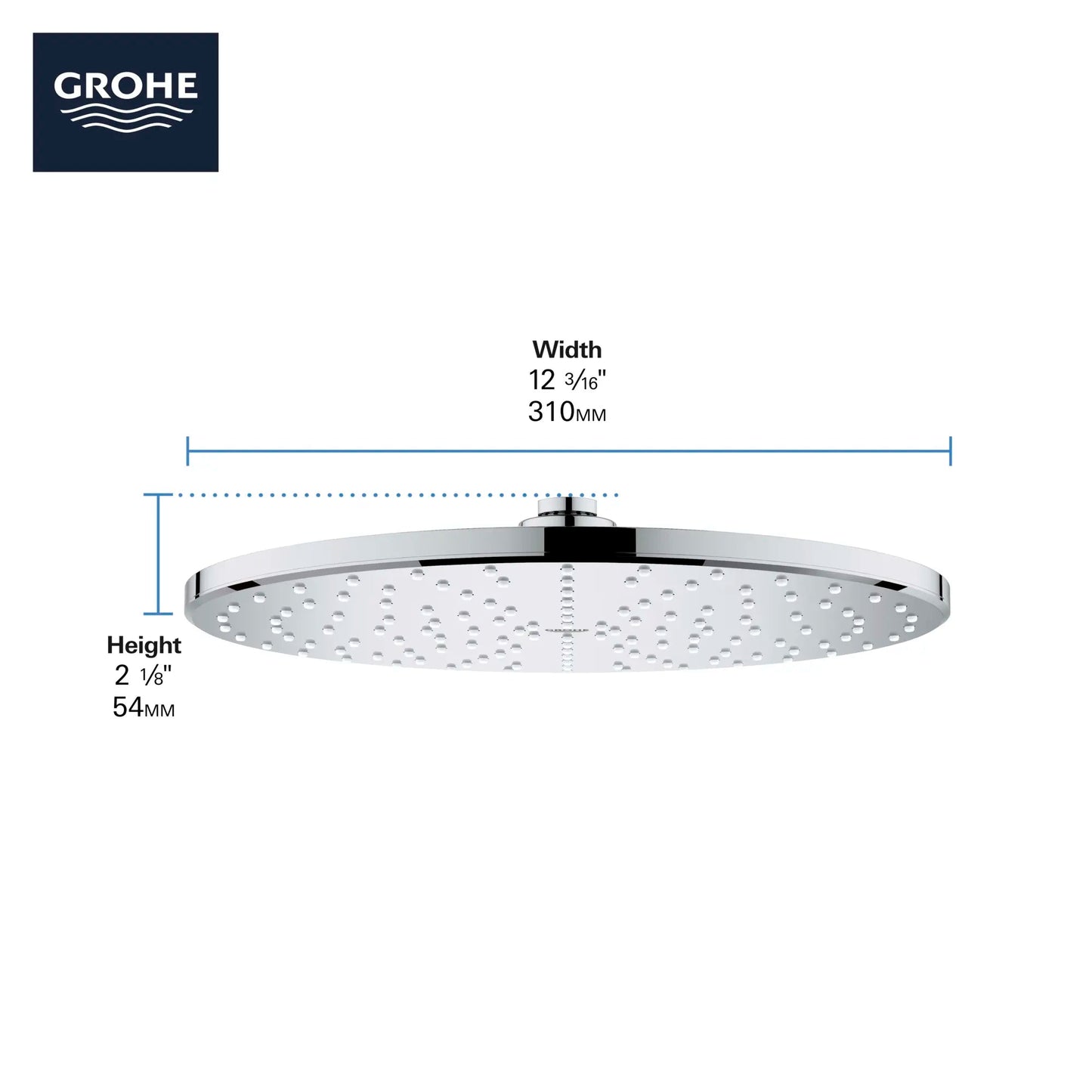 Grohe Rainshower 310 Mono Shower Head, 12" - 1 Spray, 6.6 L/min (1.75 gpm) - 26569