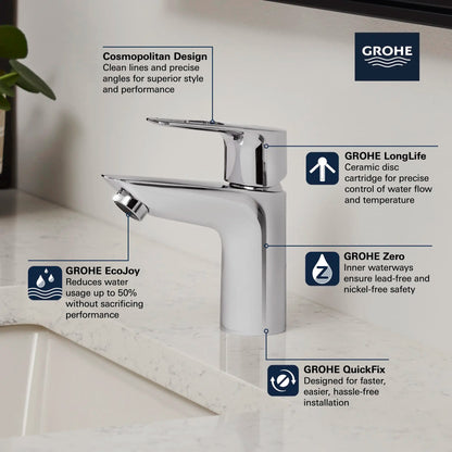 Grohe BauLoop Single Hole Single-Handle S-Size Bathroom Faucet, 1.2 GPM (4.5 L/min) - 23084
