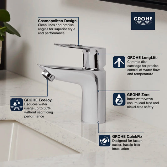 Grohe Bauloop Single Hole Single-Handle S-Size Bathroom Faucet, 1.2 Gpm (4.5 L/Min)