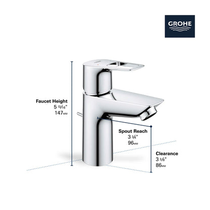 Grohe BauLoop Single Hole Single-Handle S-Size Bathroom Faucet, 1.2 GPM (4.5 L/min) - 23084