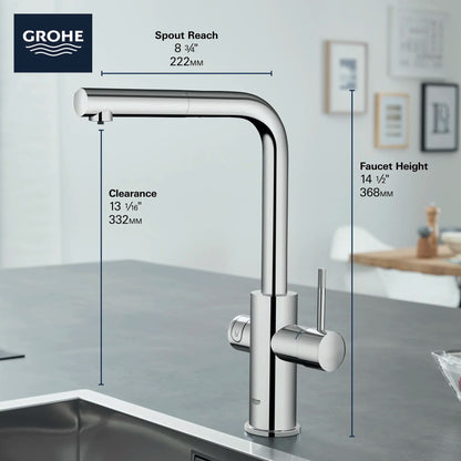 Mitigeur de cuisine Grohe Blue à bec douchette extractible, un jet (6,6 L/min), avec eau réfrigérée et eau pétillante - 31608