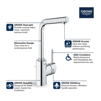 Grohe Concetto Single Hole Single-Handle L-Size Bathroom Faucet 4.5 L/min (1.2 gpm) - 23737