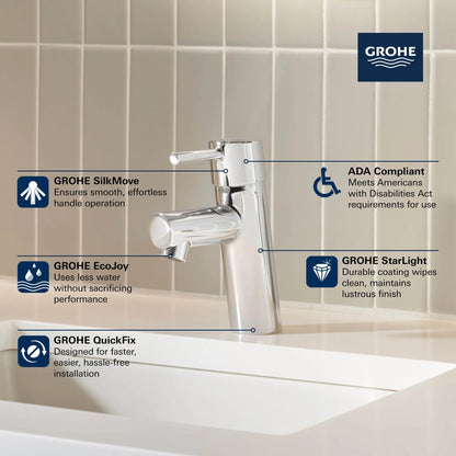 Mitigeur monocommande de lavabo Grohe Concetto taille S 1,2 GPM - 34270