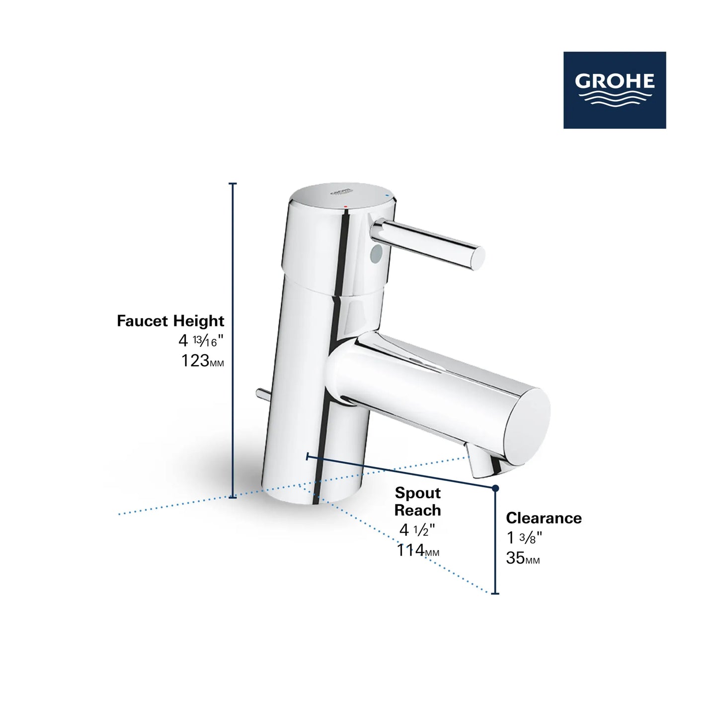 Grohe Concetto Single Hole Single-Handle XS-Size Bathroom Faucet 1.2 gpm - 34702