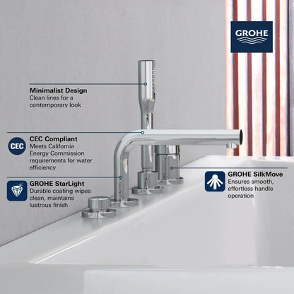 Grohe Concetto 4-Hole Single-Handle Deck Mount Roman Tub Faucet 1.75 GPM Hand Shower