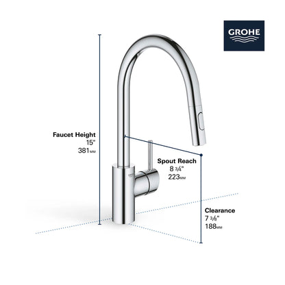 Grohe Concetto Single-Handle Pull Down Kitchen Faucet Dual Spray 5.7 L/min (1.5 gpm) - 31349