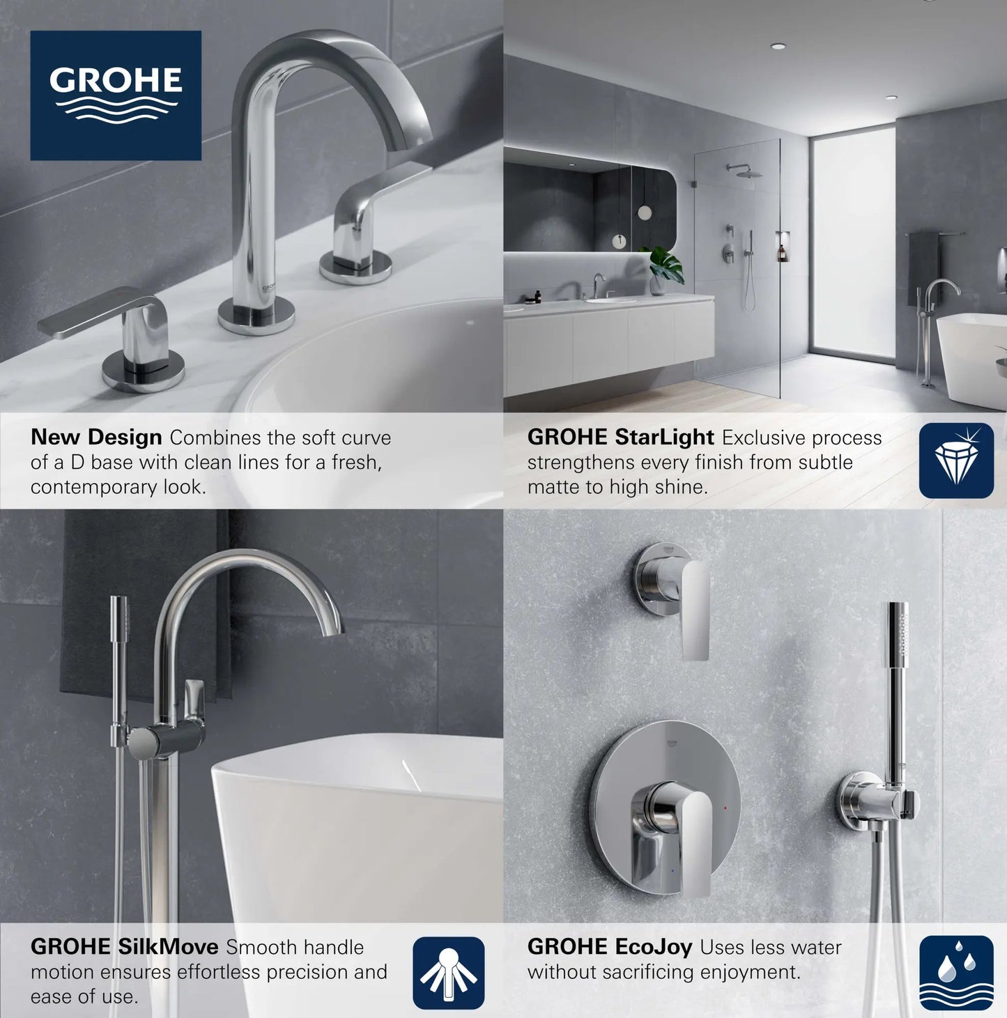 Grohe Defined Single-Handle Freestanding Tub Faucet with 1.75 GPM Hand Shower