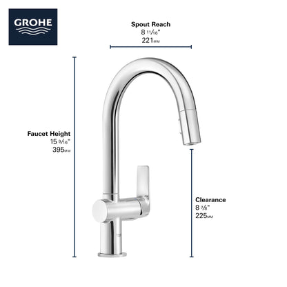 Grohe Defined Single-Handle Pull Down Kitchen Faucet Dual Spray 1.75 gpm - 30377