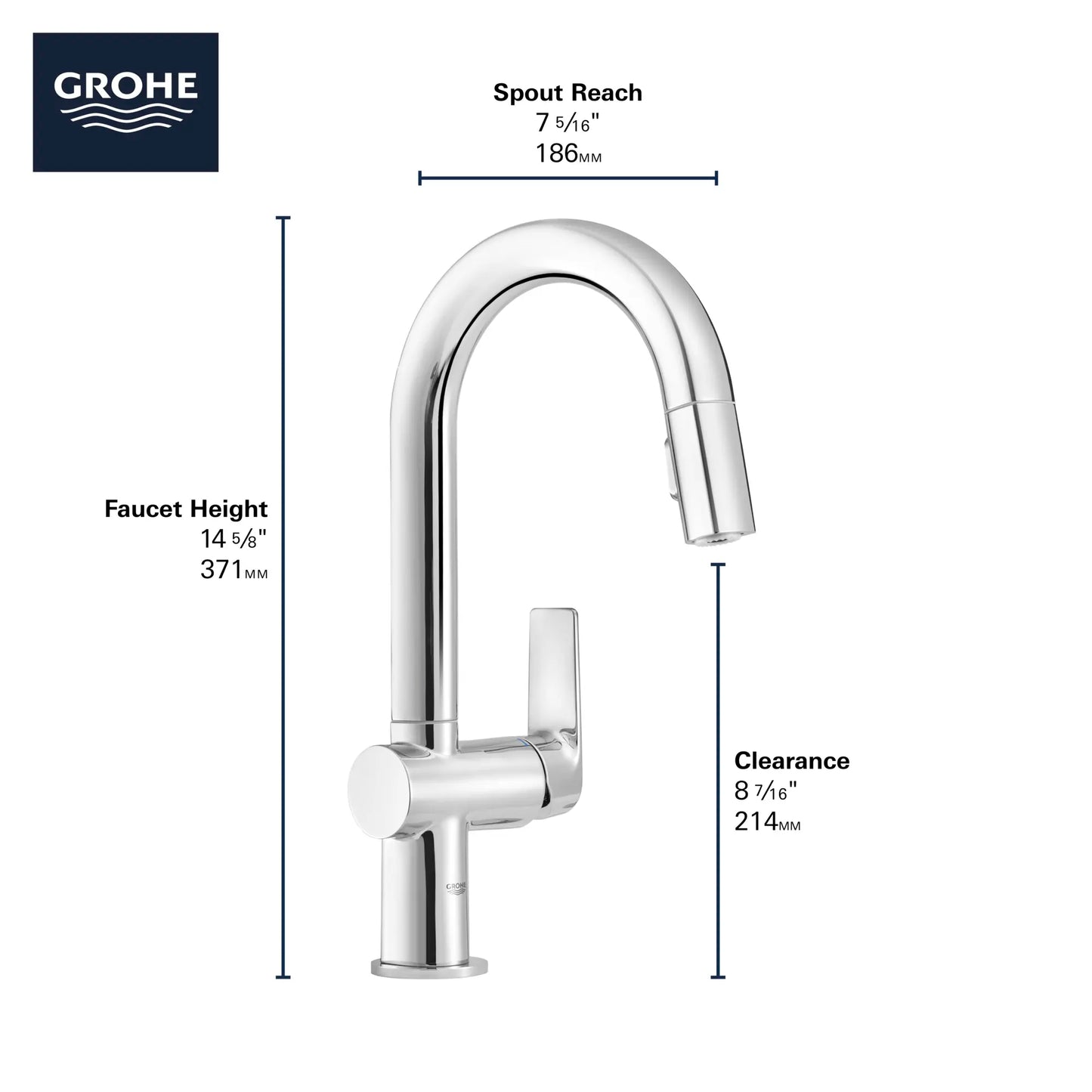 Grohe Defined Single-Handle Pull Down Dual Spray Bar Faucet 1.75 gpm - 30378