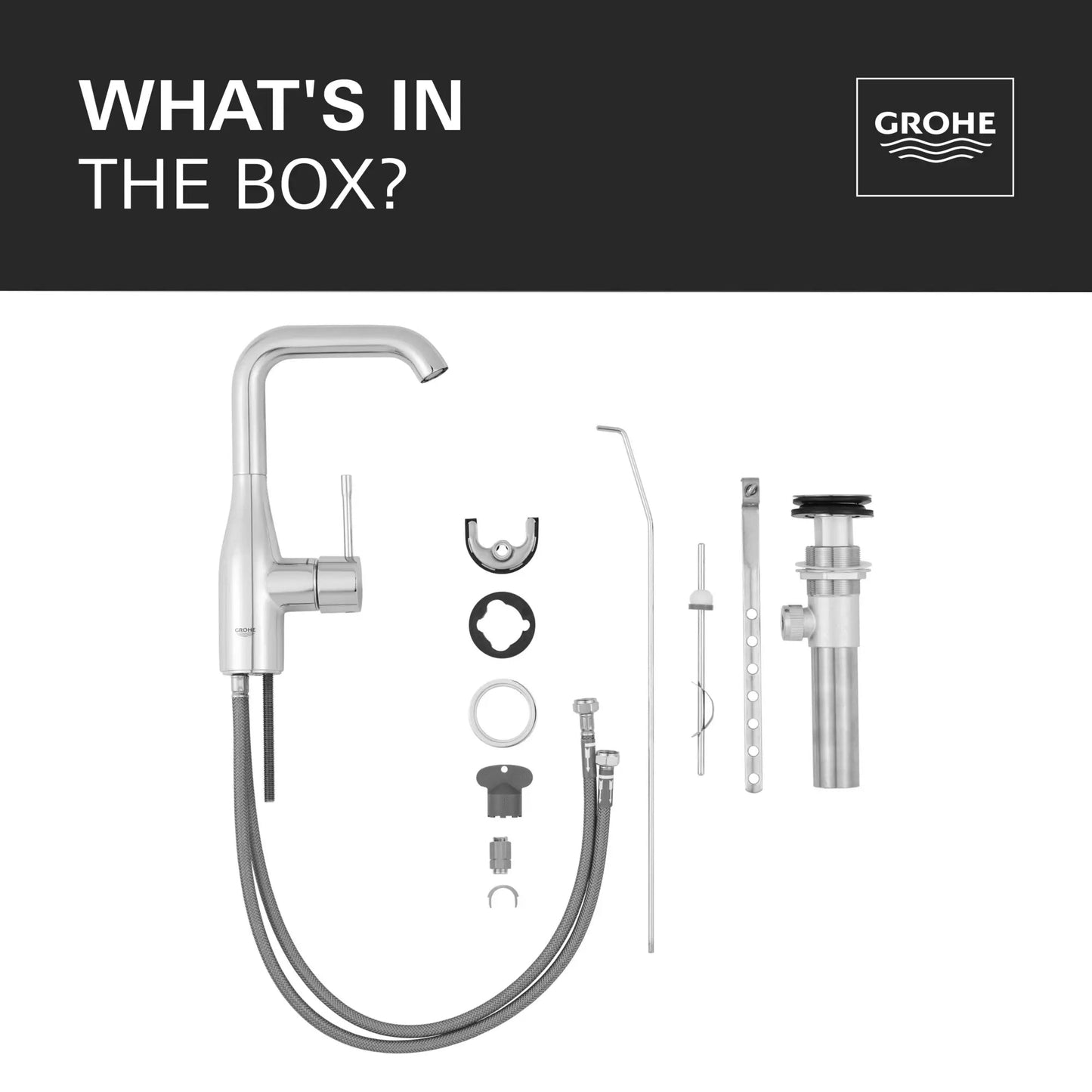 Grohe Essence Single Hole Single-Handle L-Size Bathroom Faucet 4.5 L/min (1.2 gpm) - 23486