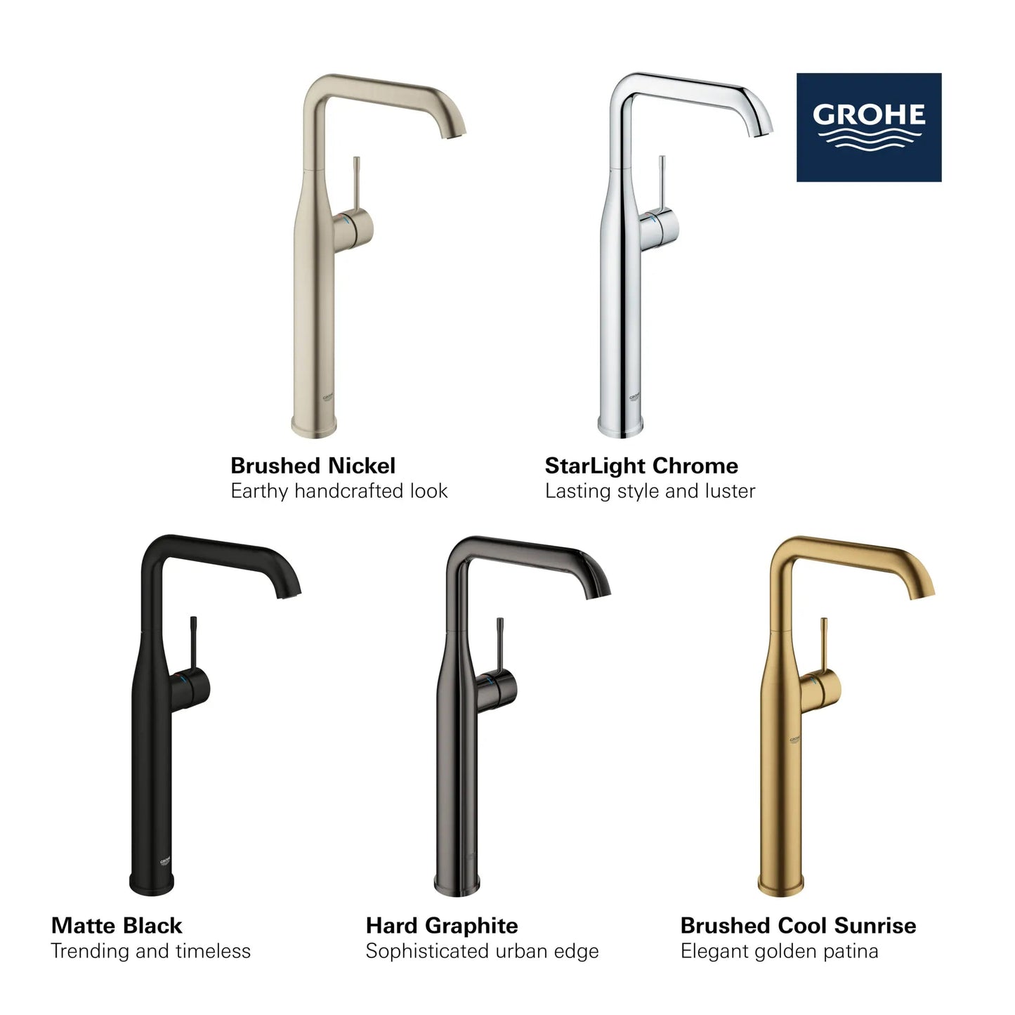Grohe Essence Single Hole Single-Handle Deck Mount Vessel Sink Faucet 4.5 L/min (1.2 gpm) - 23538