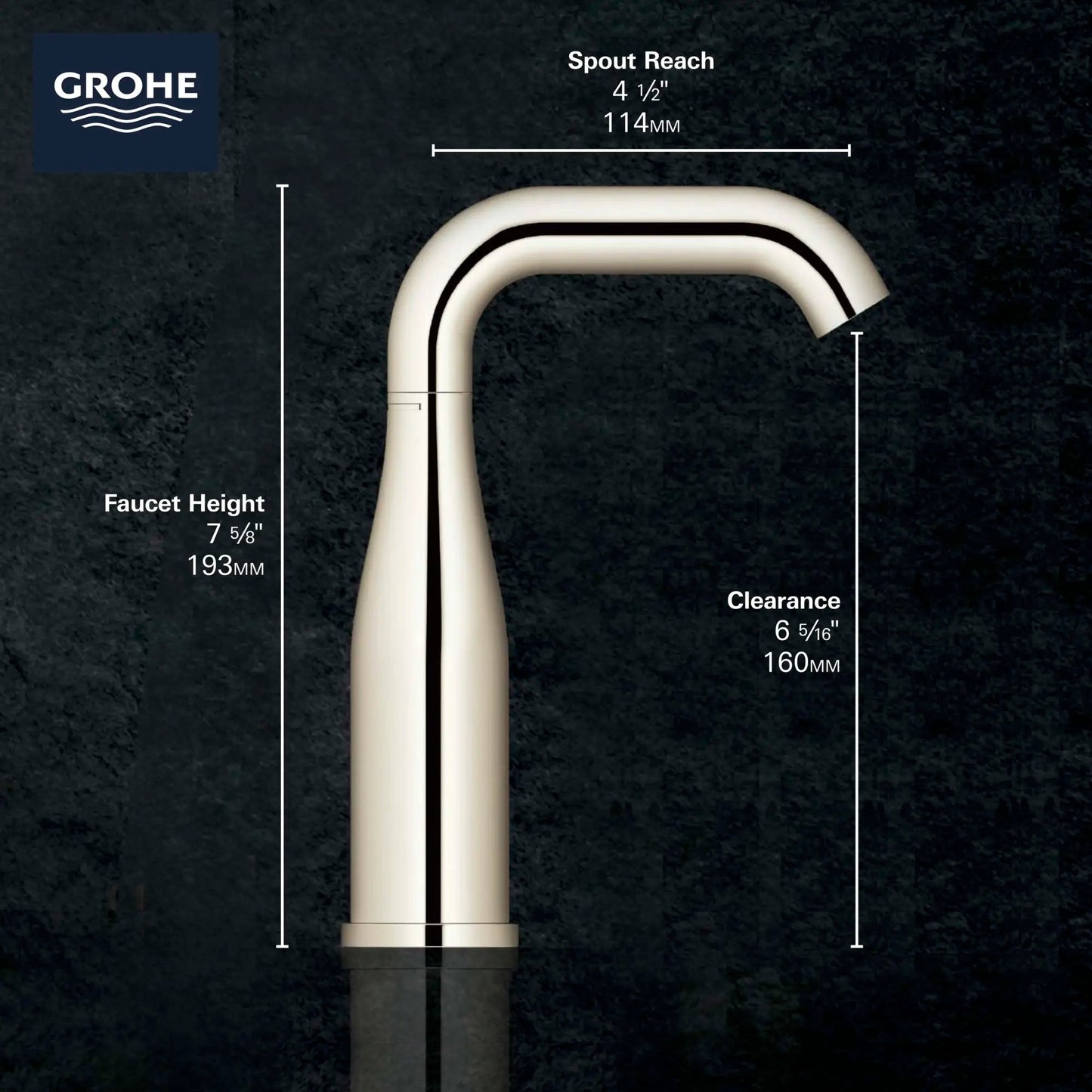 Grohe Essence Single Hole Single-Handle M-Size Bathroom Faucet 4.5 L/min (1.2 gpm) - 23485