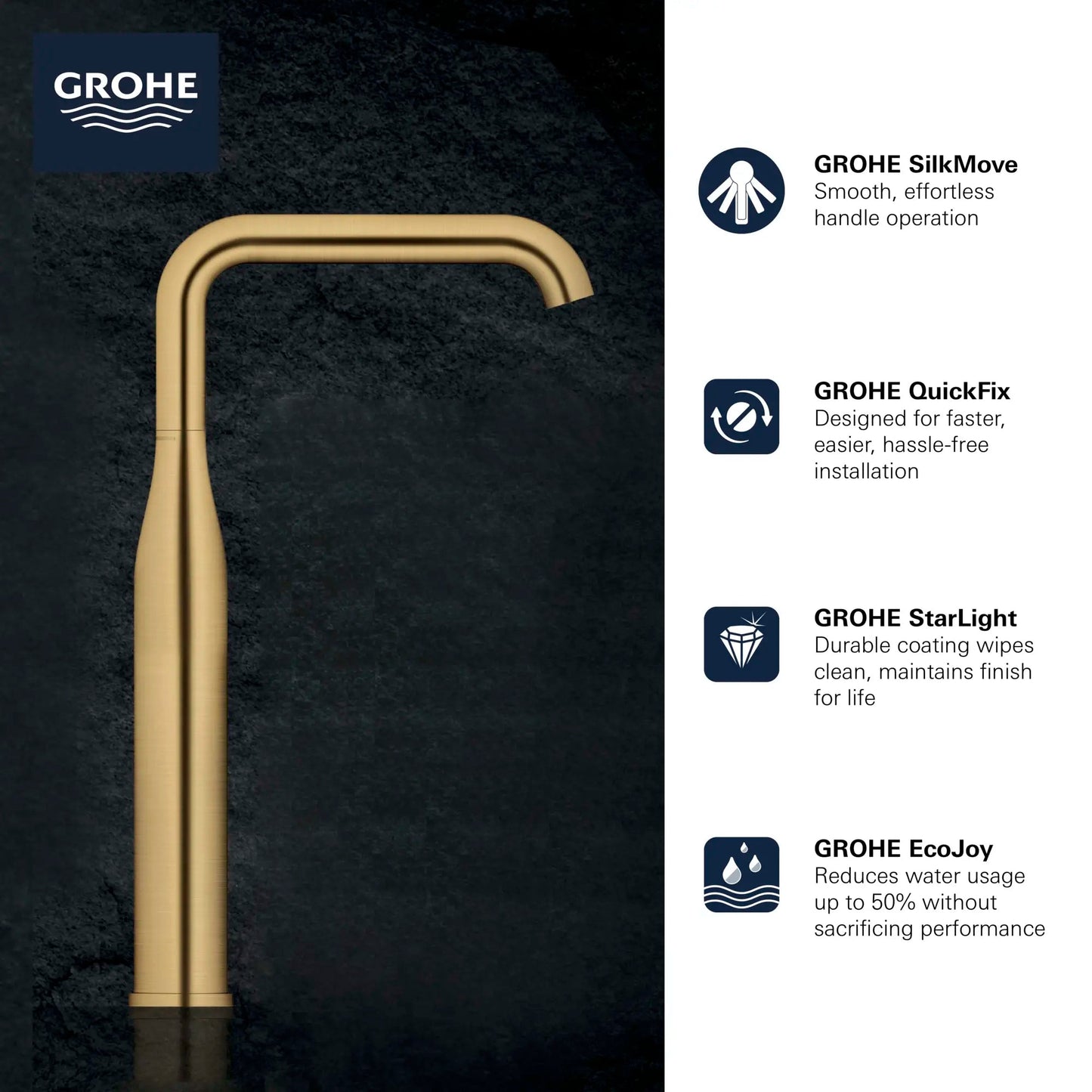 Grohe Essence Single Hole Single-Handle Deck Mount Vessel Sink Faucet 4.5 L/min (1.2 gpm) - 23538