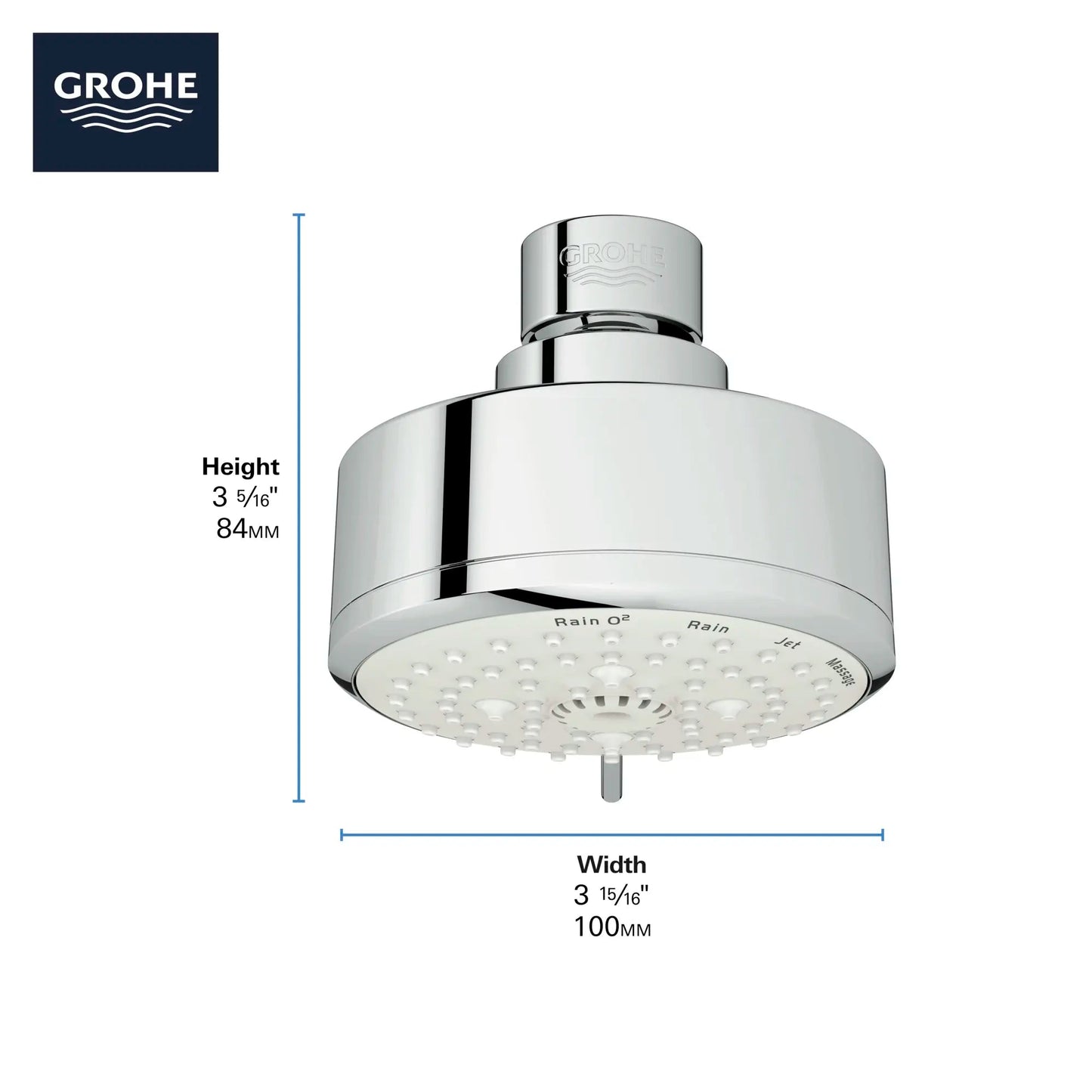 Grohe Tempesta Cosmopolitan 100 Shower Head, 4" - 4 Sprays, 6.6 L/min (1.75 gpm) - 26043