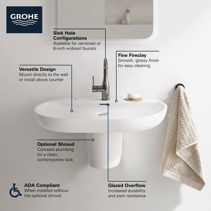 Grohe Essence Wall Mount 27" Bathroom Sink, 3-Hole