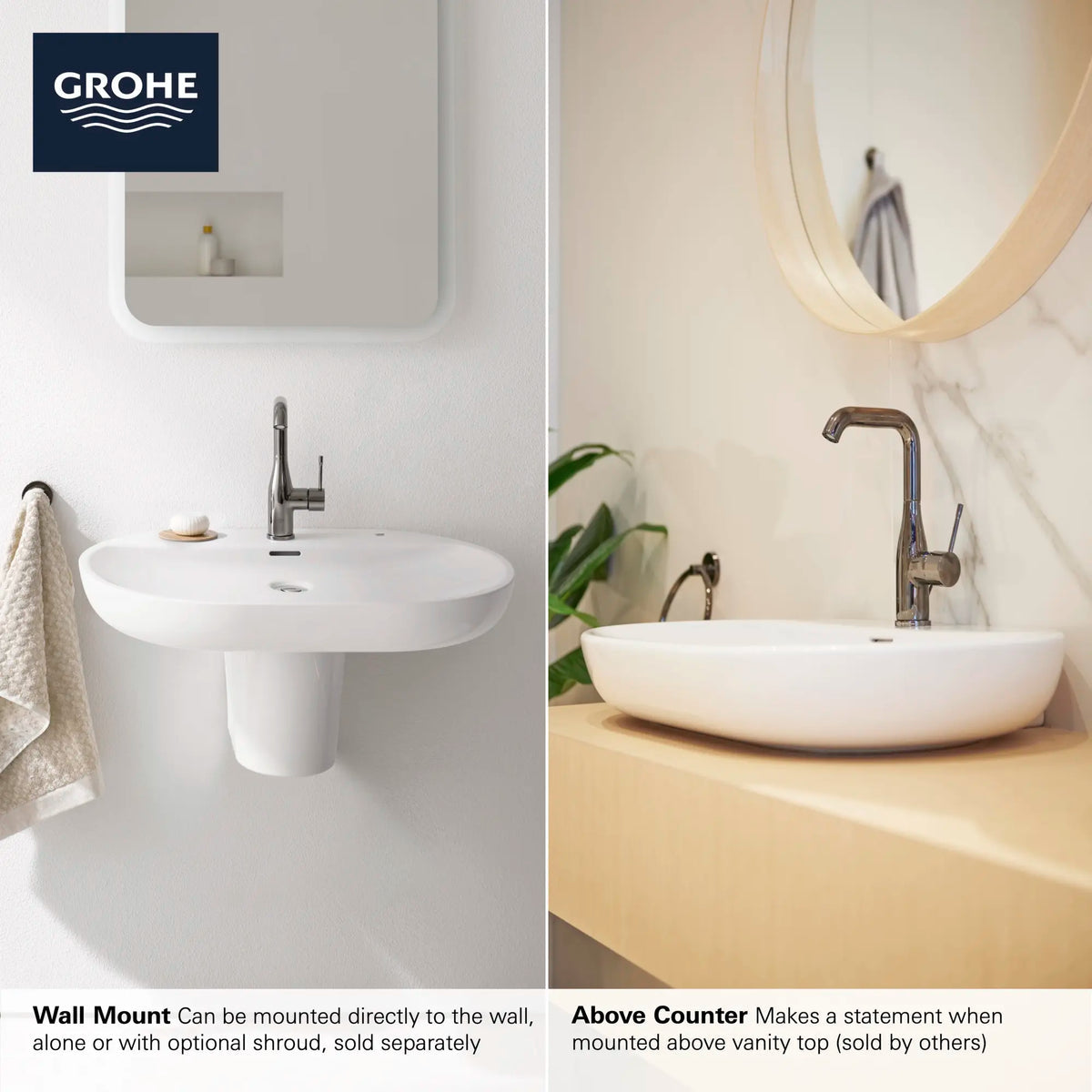Grohe Essence Wall Mount 27" Bathroom Sink, 3-Hole