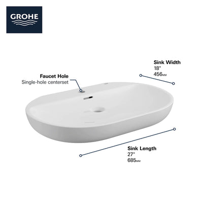 Grohe Essence Wall Mount 27" Bathroom Sink, 1-Hole