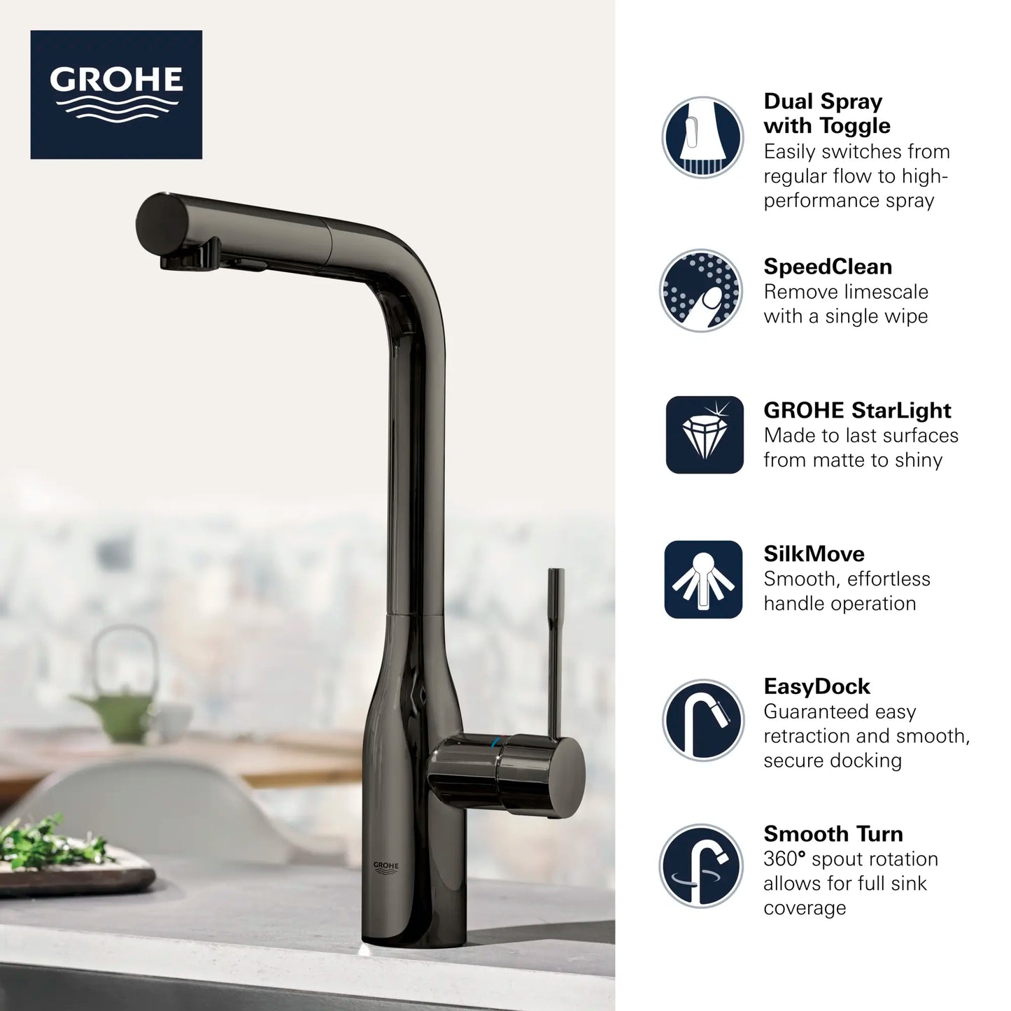 Grohe Essence Single-Handle Pull-Out Kitchen Faucet Dual Spray (1.75 gpm) - 30271