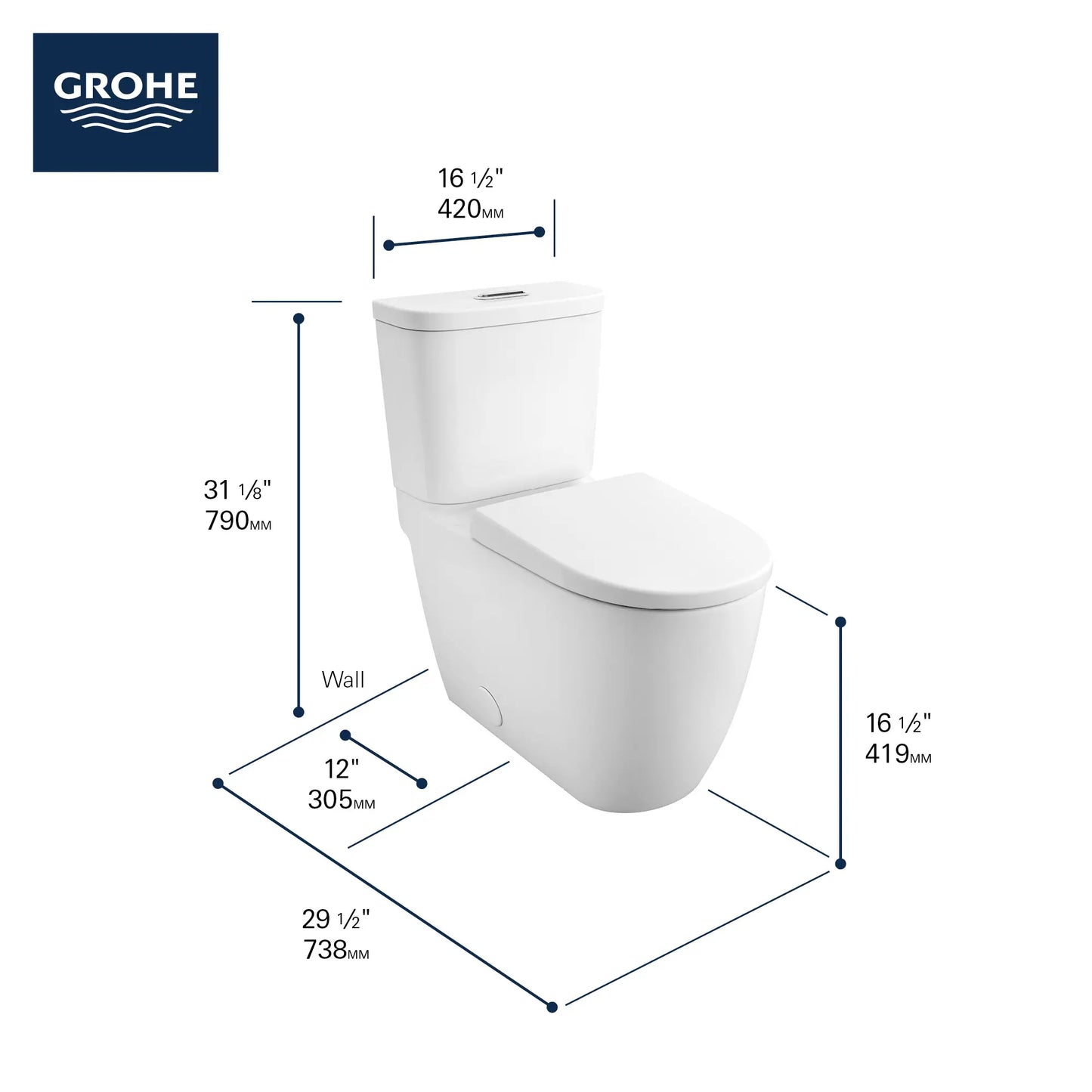 Grohe Essence Two-Piece Elongated Dual Flush Toilet 1.28/1.0 GPF
