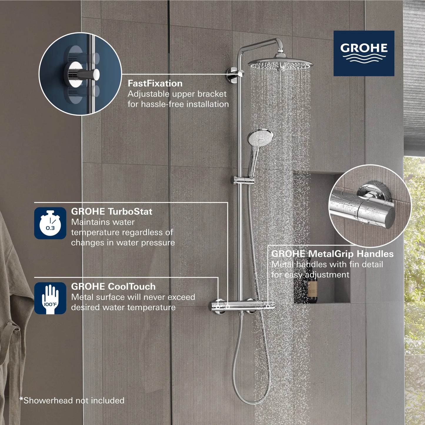 Grohe Euphoria CoolTouch Thermostatic Shower System - 26728