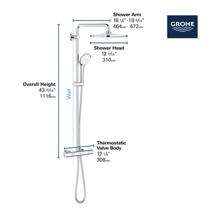 Grohe Euphoria 310 CoolTouch Thermostatic Shower System, 1.75gpm - 26726
