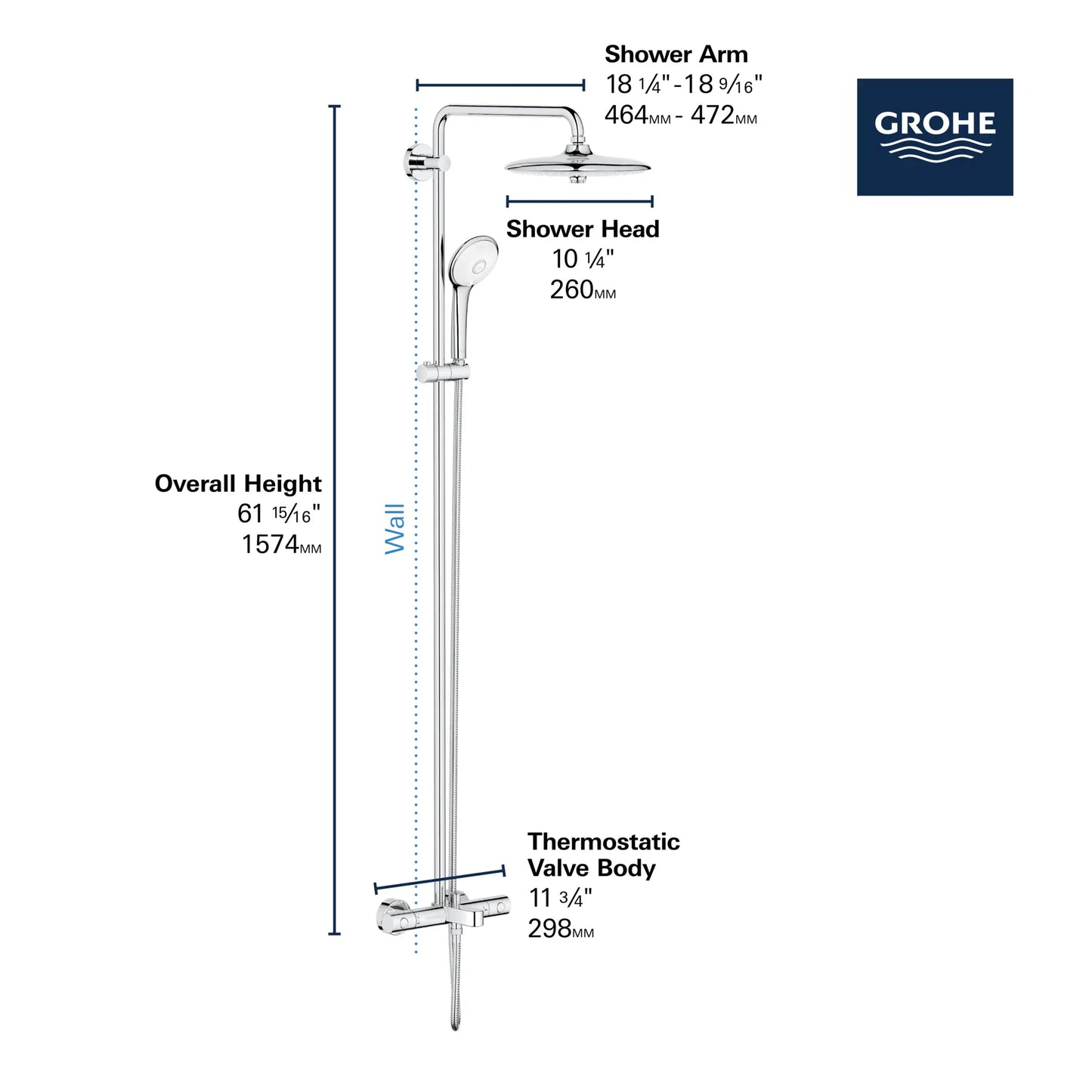 Grohe Euphoria 260 Thermostatic Tub/Shower System, 1.75gpm - 26177