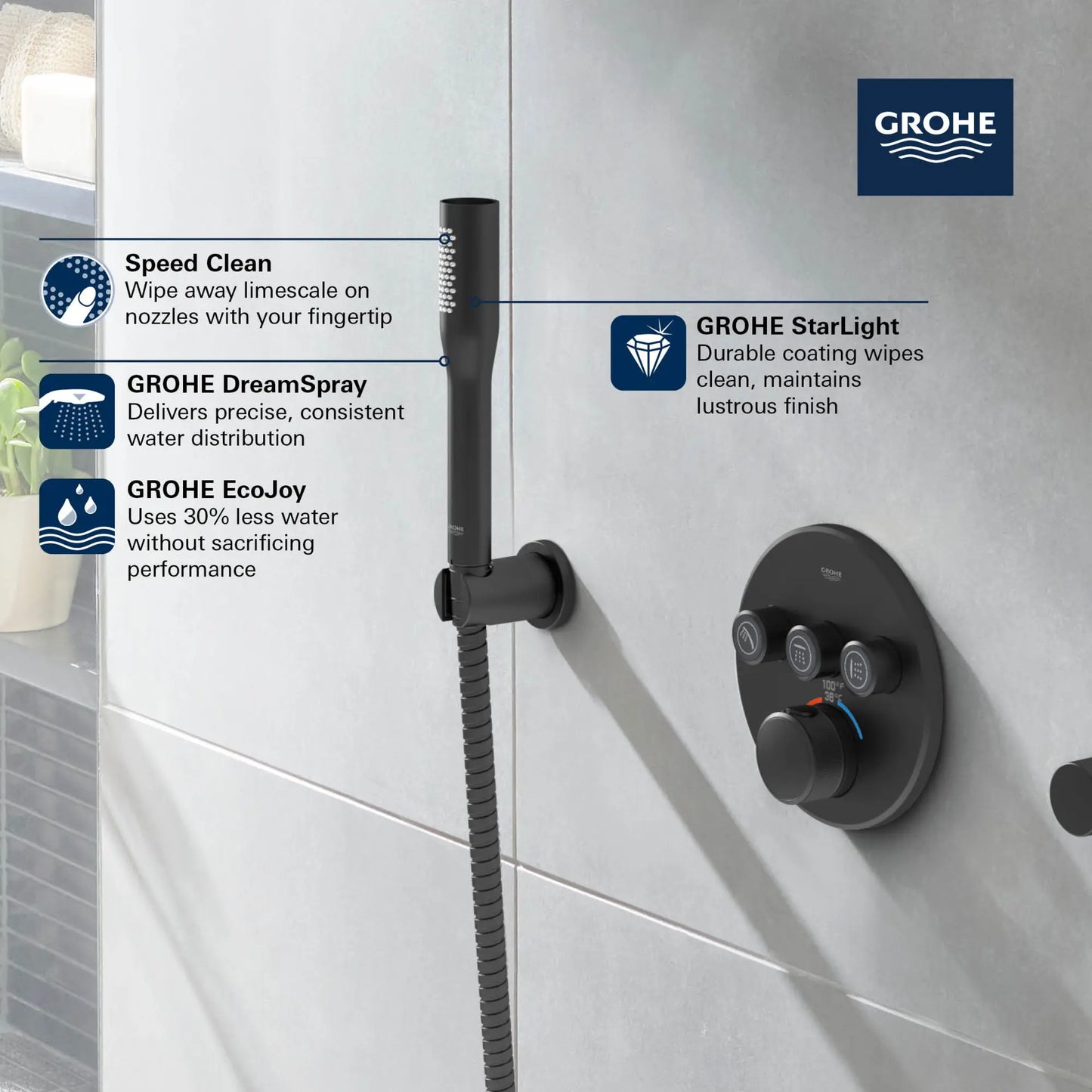 Grohe Euphoria Cosmopolitan Stick Hand Shower - 1 Spray, 6.6 L/min (1.75 gpm) - 26466