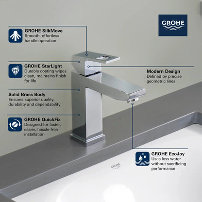 Grohe Eurocube Single Hole Single-Handle M-Size Bathroom Faucet, 1.2 GPM