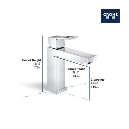Grohe Eurocube Single Hole Single-Handle M-Size Bathroom Faucet, 1.2 GPM