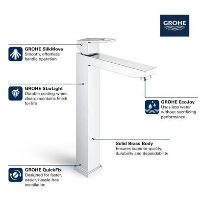 Grohe Eurocube Single Hole Single-Handle Deck Mount Vessel Sink Faucet 4.5 L/min (1.2 gpm) - 23671
