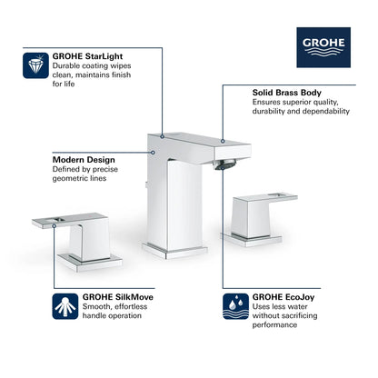 Grohe 8-Inch Widespread 2-Handle S-Size Bathroom Faucet, 1.2 GPM