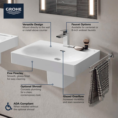 Grohe Wall Mount 24" Bathroom Sink, 3-Hole - 39655