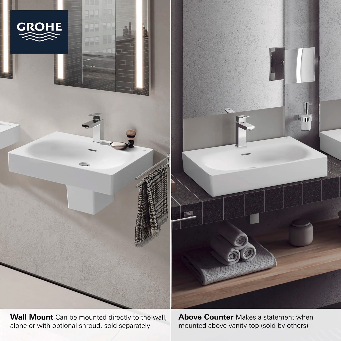 Grohe Wall Mount 24" Bathroom Sink, 3-Hole - 39655