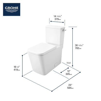 Grohe Eurocube 2-piece 4.8 Lpf (1.28 gpf) Right-Hand Trip Lever Right Height Elongated Toilet - 39662