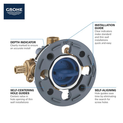 Grohe GrohSafe Pressure Balance Rough-In Valve 1/2" PEX Crimp (ASTM F1960) Inlets - 35111