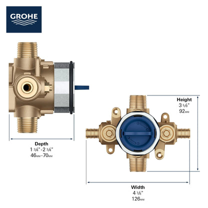 Grohe GrohSafe Pressure Balance Rough-In Valve 1/2" PEX Crimp (ASTM F1960) Inlets - 35111