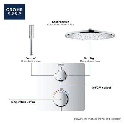 Grohe Grohtherm Dual Function 2-Handle Thermostatic Valve Trim - 24111