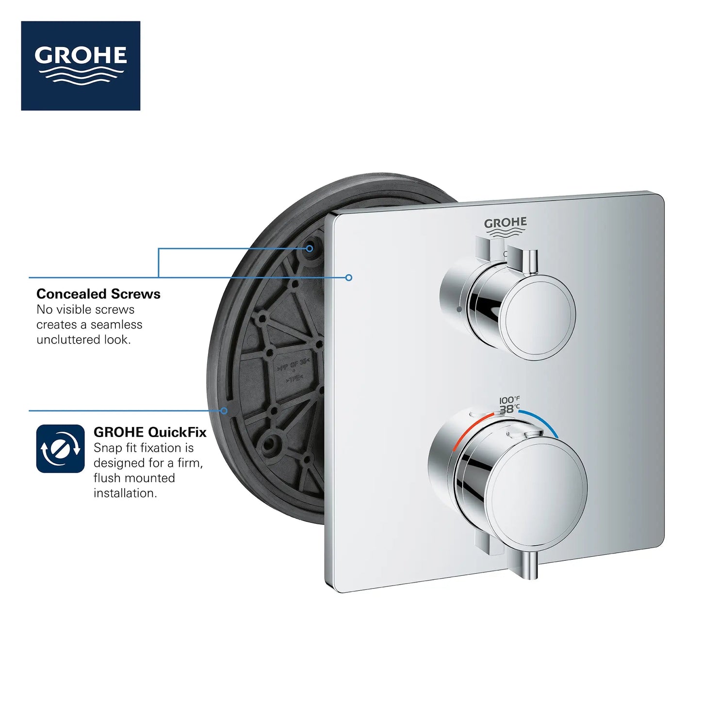 Grohe Grohtherm Dual Function 2-Handle Thermostatic Valve Trim - 24111