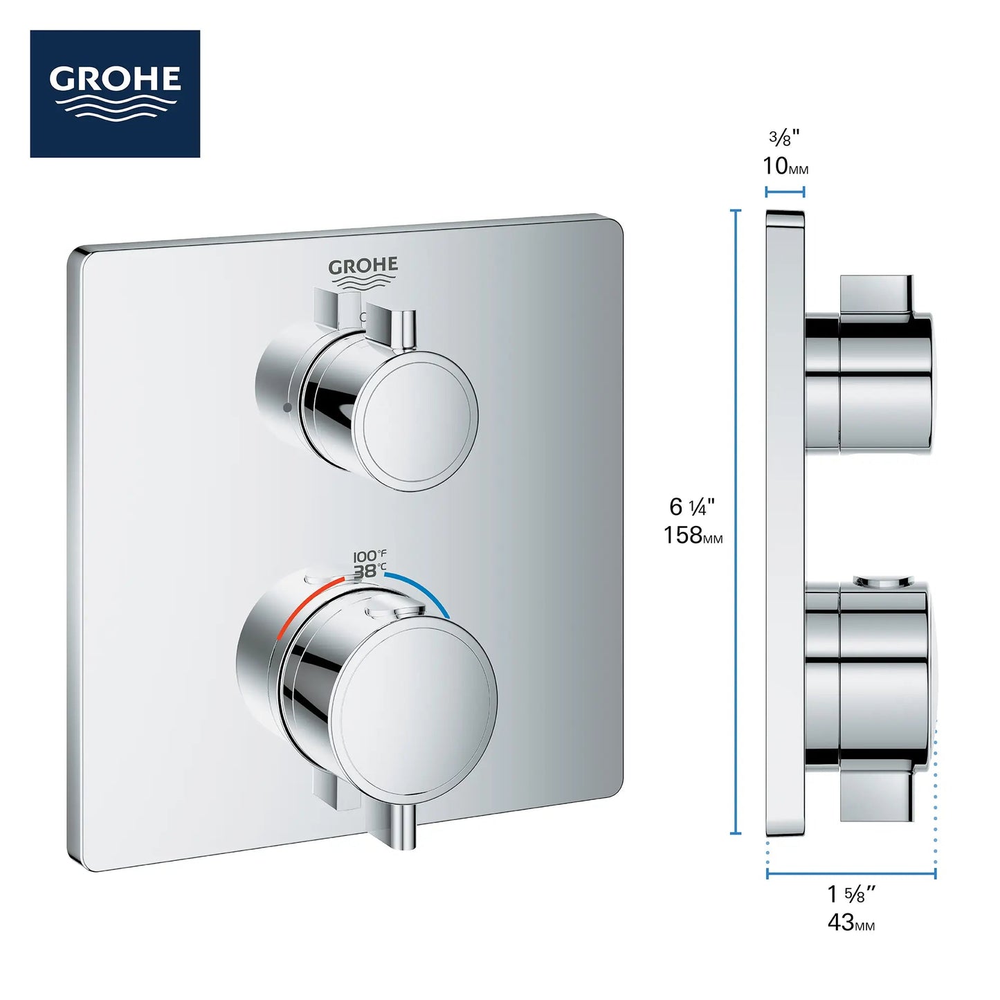 Grohe Grohtherm Dual Function 2-Handle Thermostatic Valve Trim - 24111