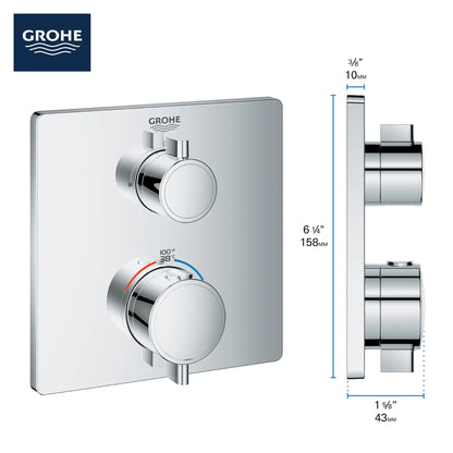 Grohe Grohtherm Dual Function 2-Handle Thermostatic Valve Trim - 24111