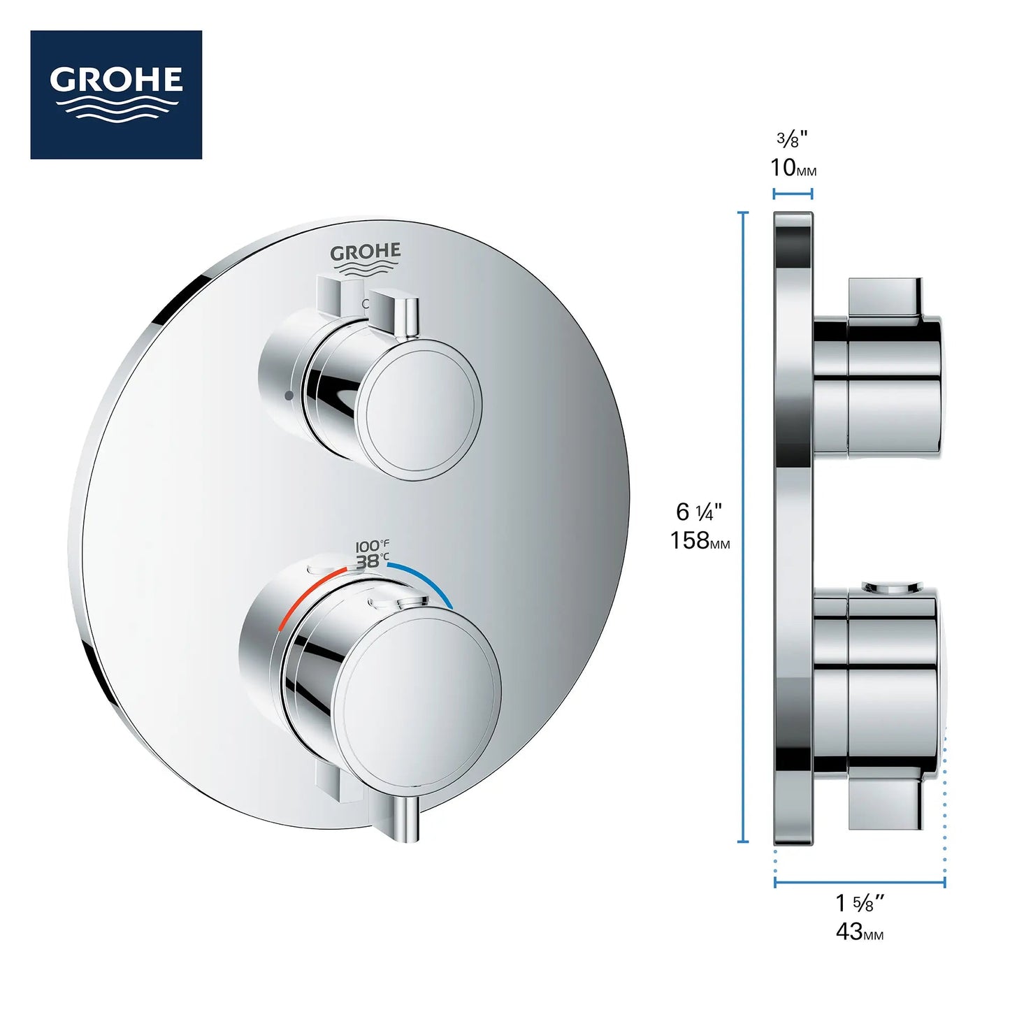 Grohe Grohtherm Dual Function 2-Handle Thermostatic Valve Trim - 24133