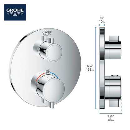 Grohe Grohtherm Dual Function 2-Handle Thermostatic Valve Trim - 24133