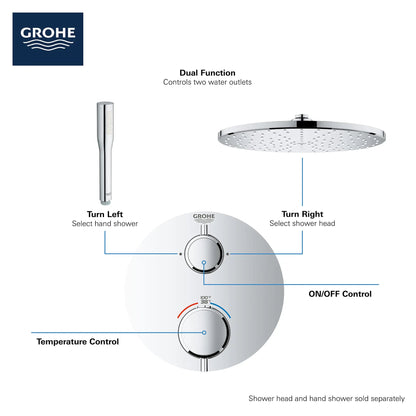 Grohe Grohtherm Dual Function 2-Handle Thermostatic Valve Trim - 24133