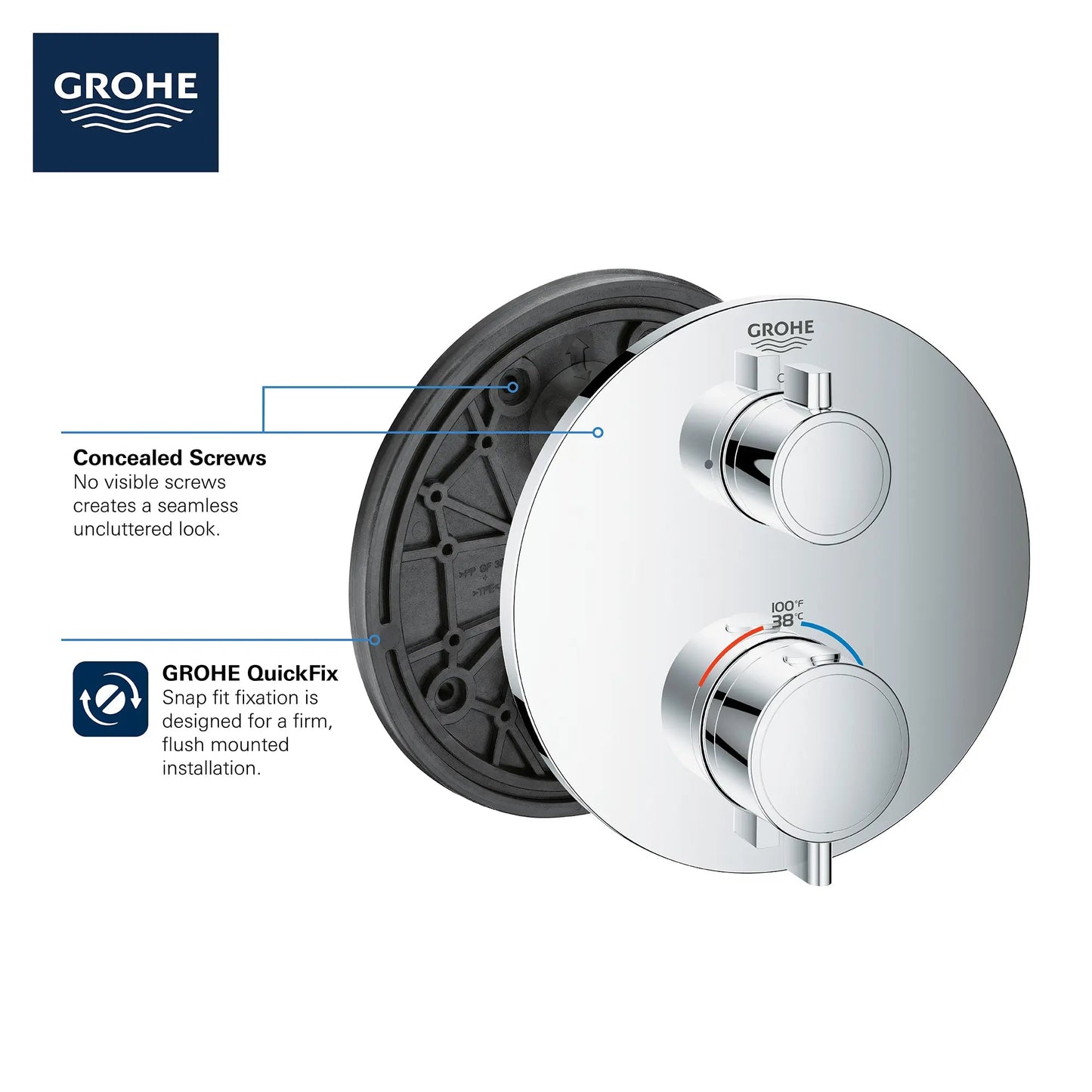 Grohe Grohtherm Dual Function 2-Handle Thermostatic Valve Trim - 24133