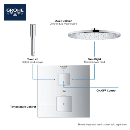 Grohe Grohtherm Cube Dual Function 2-Handle Thermostatic Valve Trim - 24158
